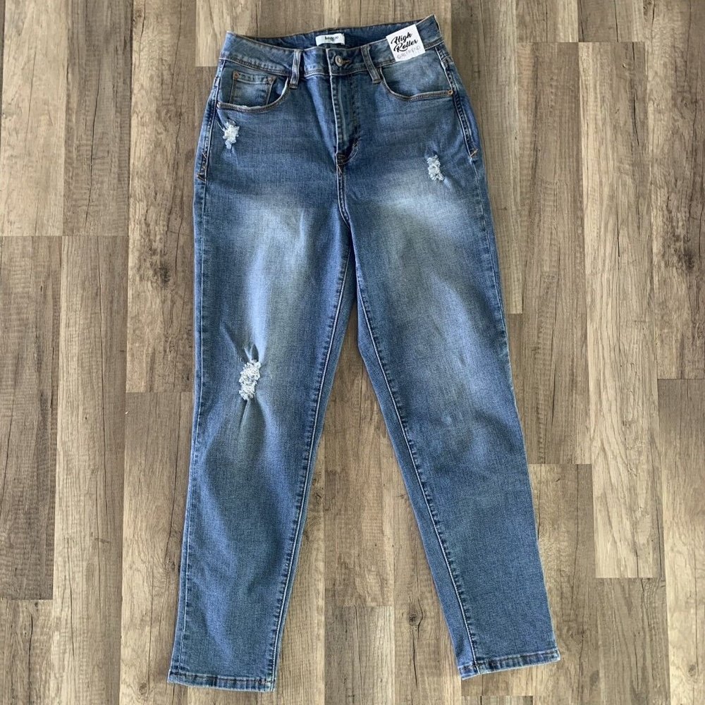 NEW Women's Kensie Retro  Girlfriend High Rise Blue Jeans Size 2/26